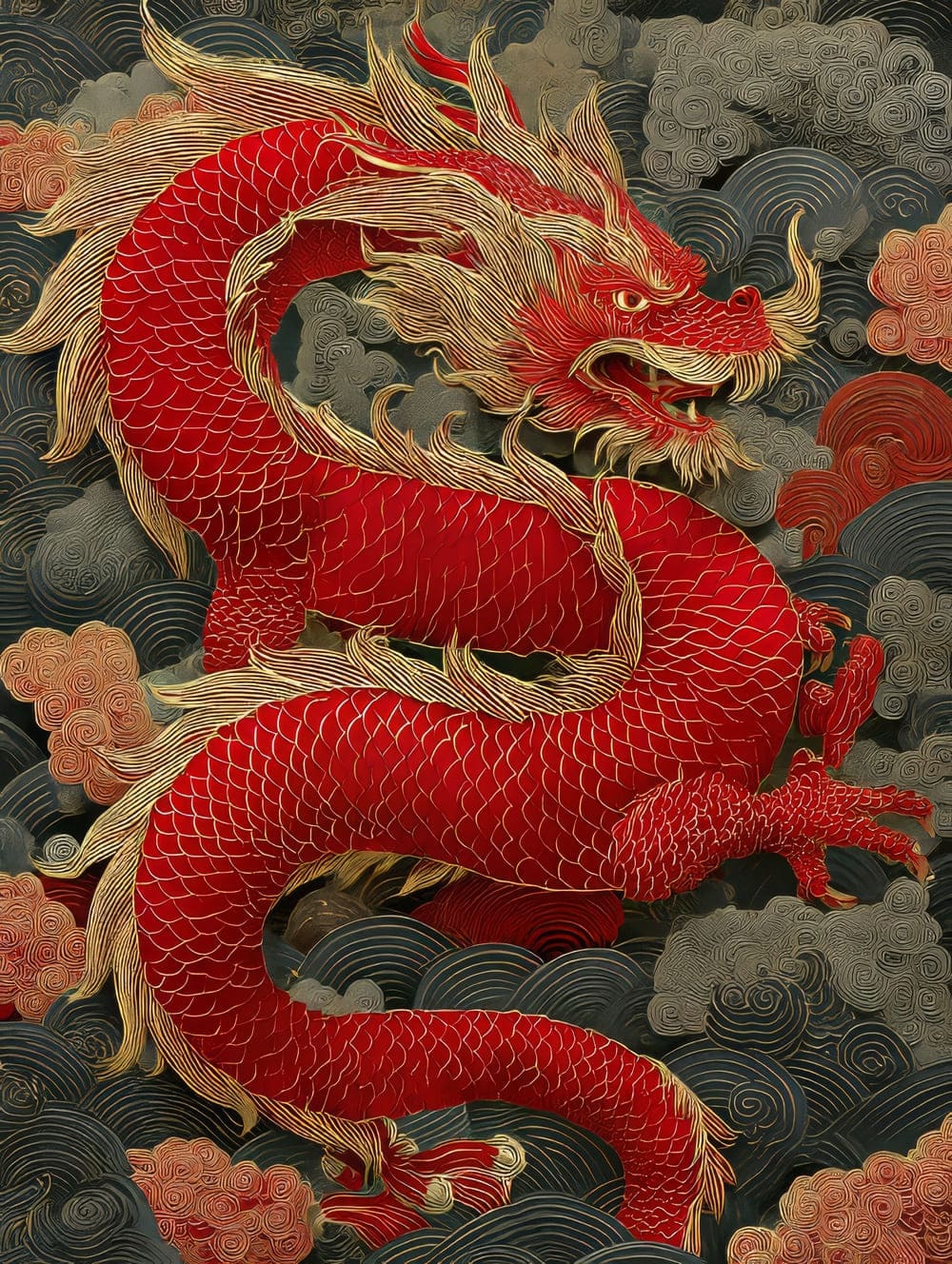 Tableau Dragon Chinois Impérial