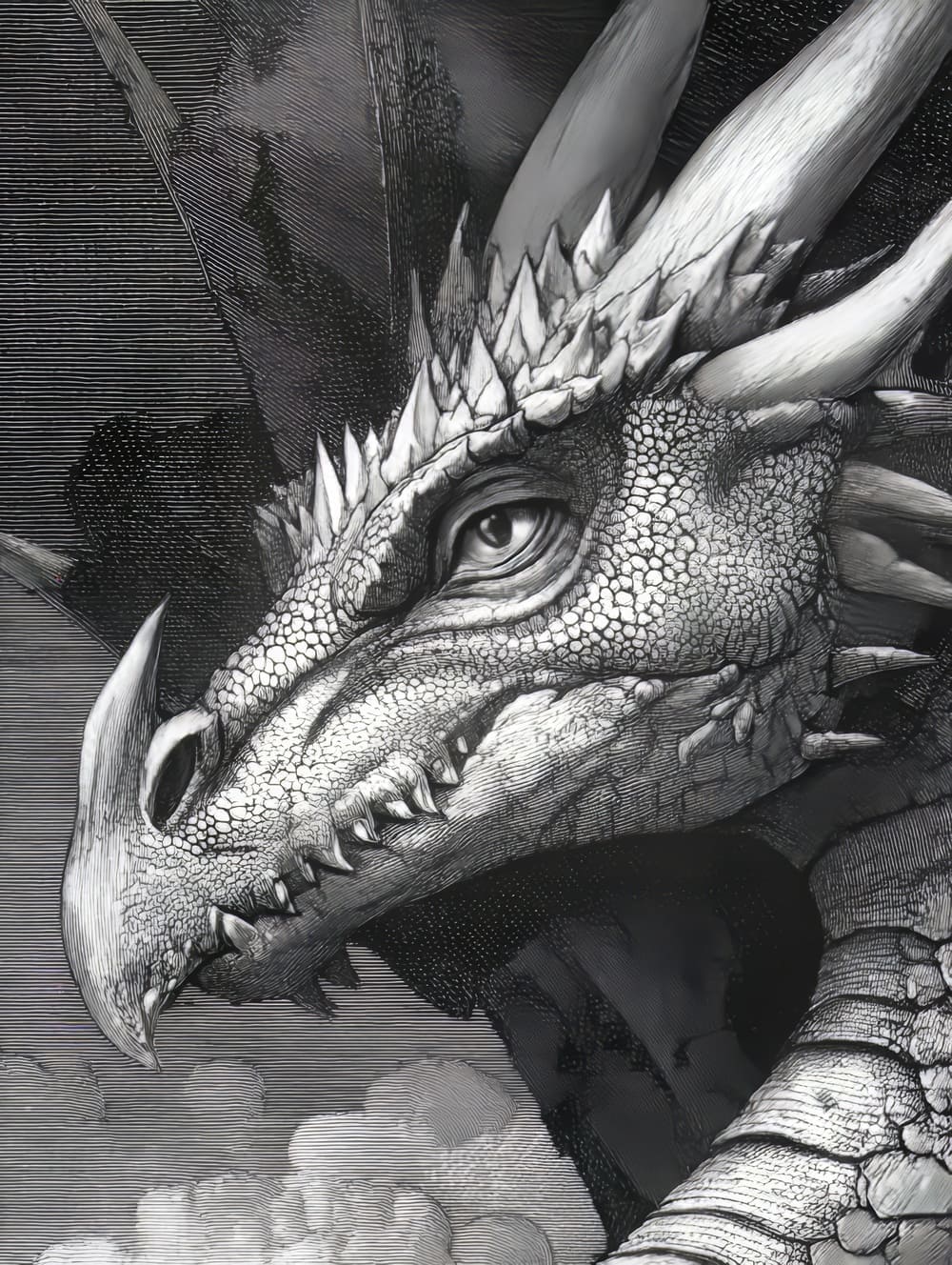 Tableau Dragon Gravure