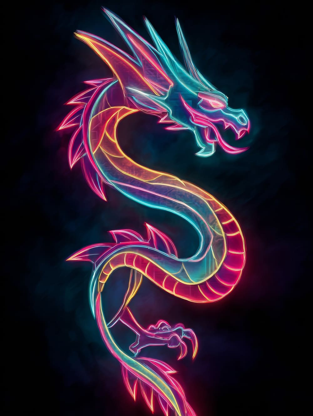 Tableau Dragon Néon