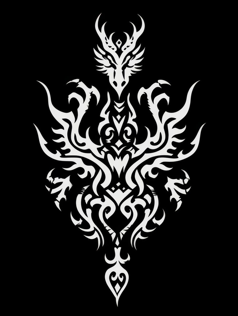 Tableau Dragon Tribal Stylisé