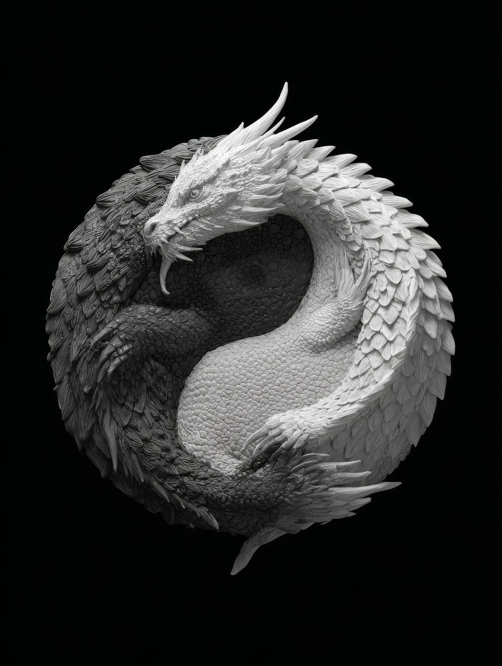 Tableau Dragon Yin Yang