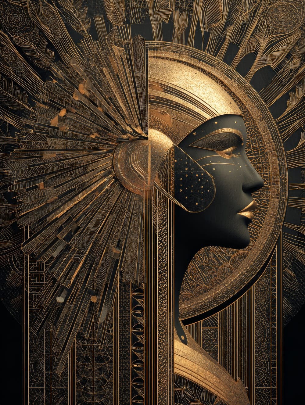 Tableau Egypte Antique Art Déco