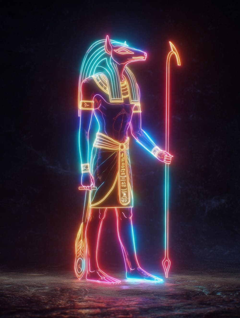 Tableau Egypte Antique Néon