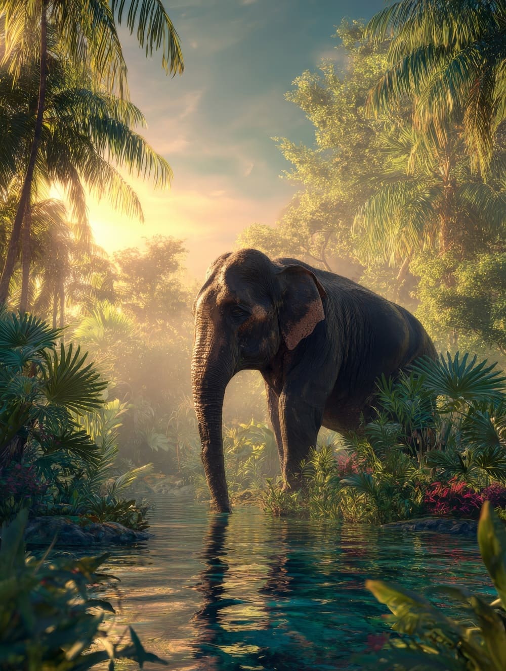 Tableau Elephant Exotique