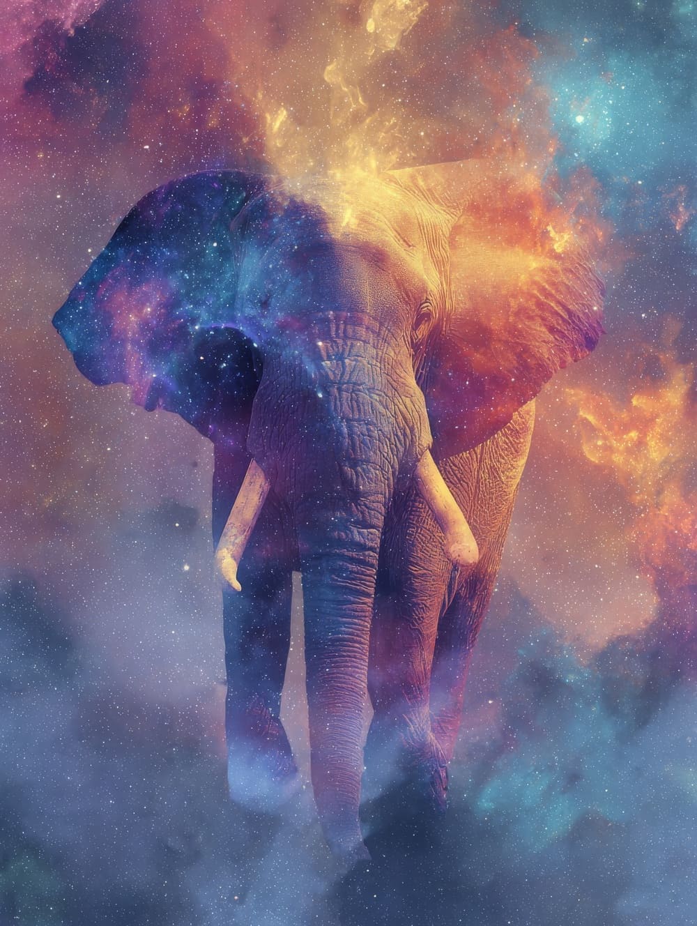 Tableau Éléphant Galaxie Cosmique