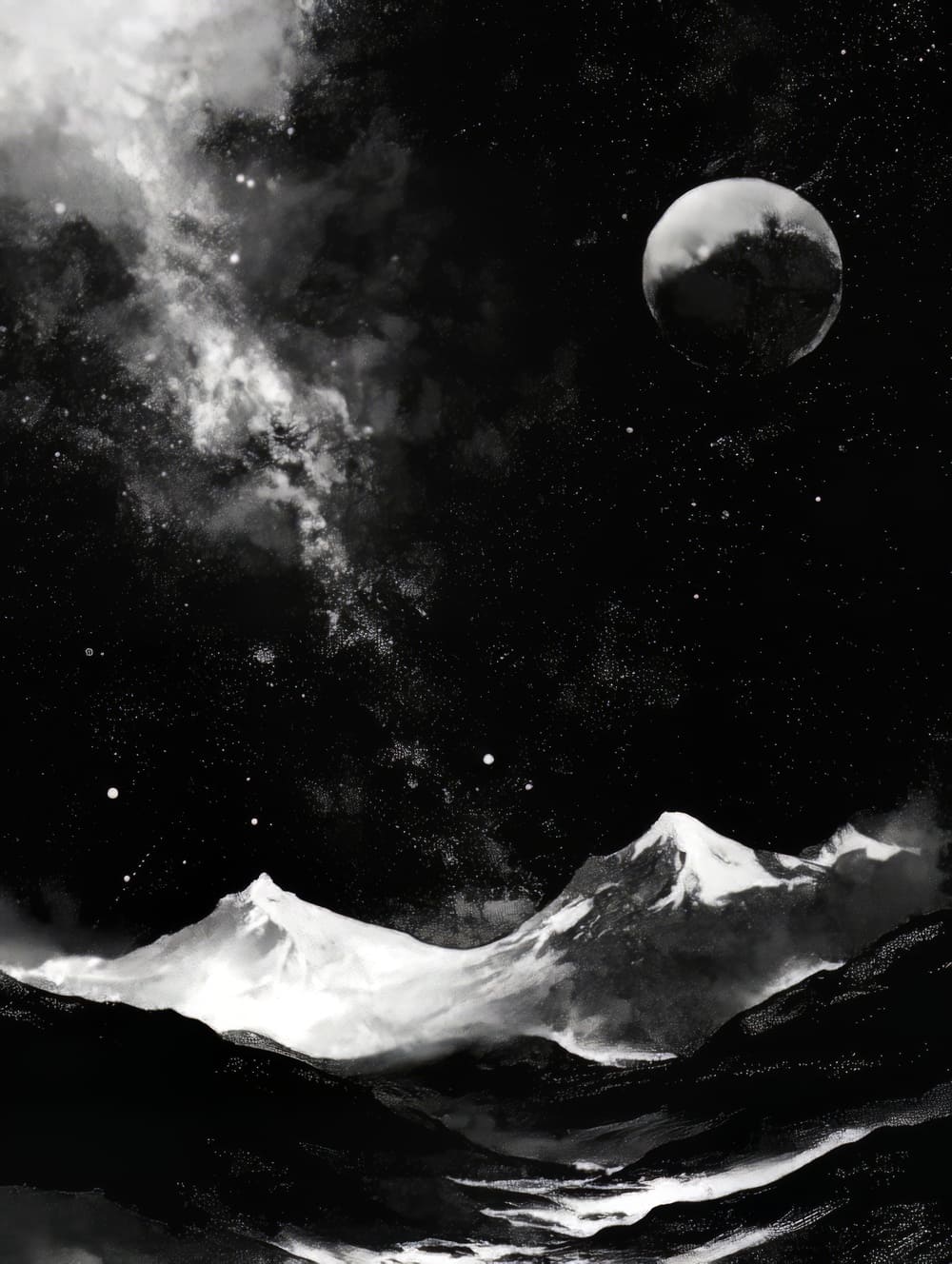 Tableau Espace & Galaxie Monochrome