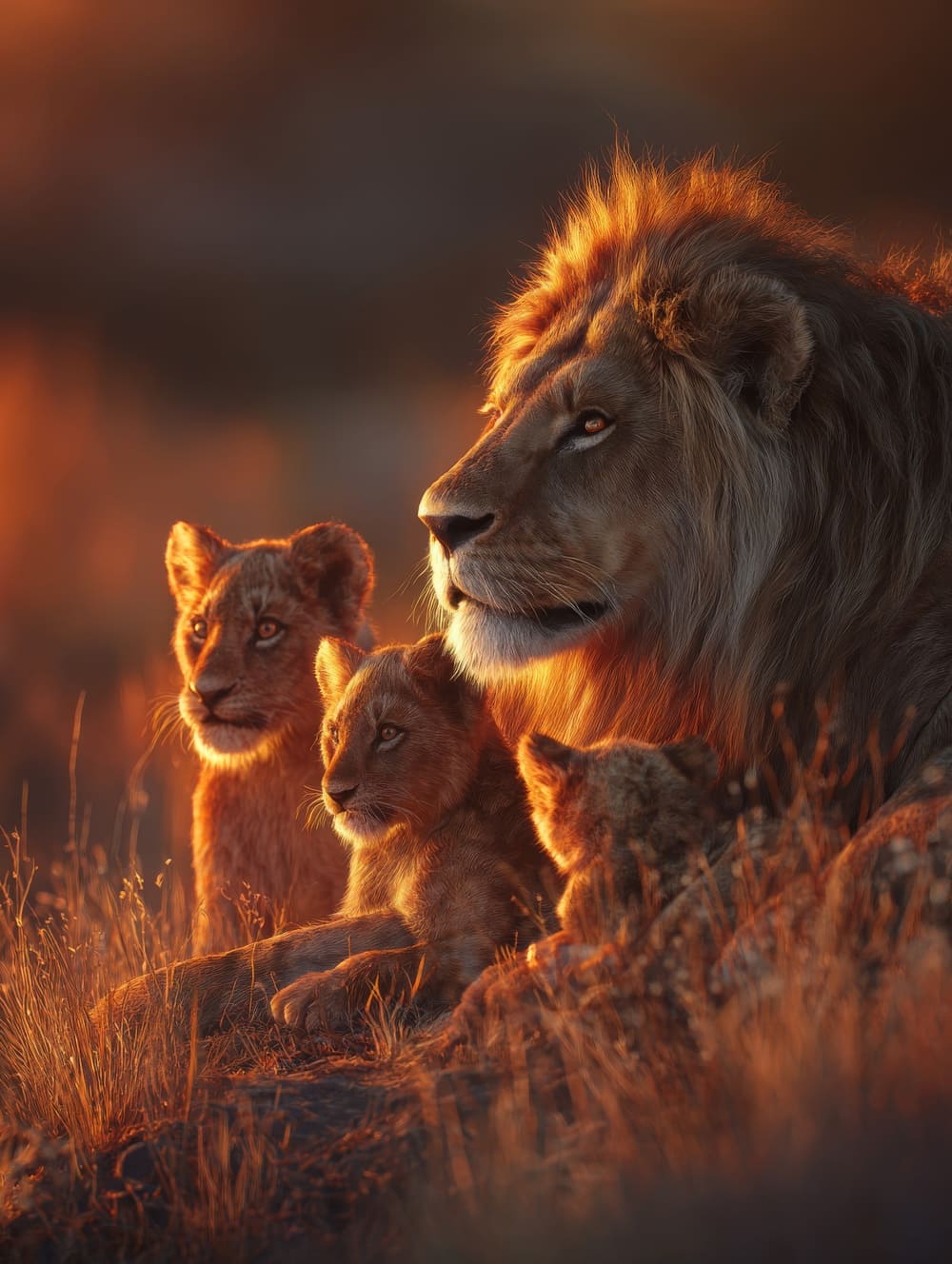 Tableau Famille de Lion