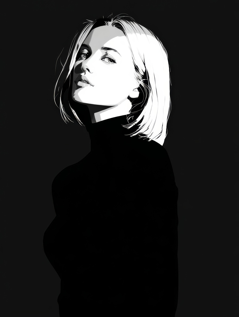 Tableau Femme Blonde Monochrome