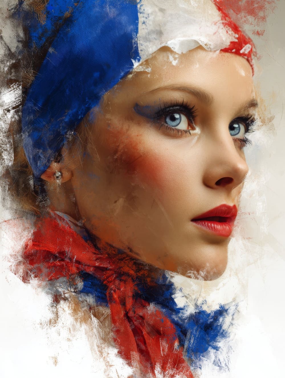 Tableau Femme Drapeau Français