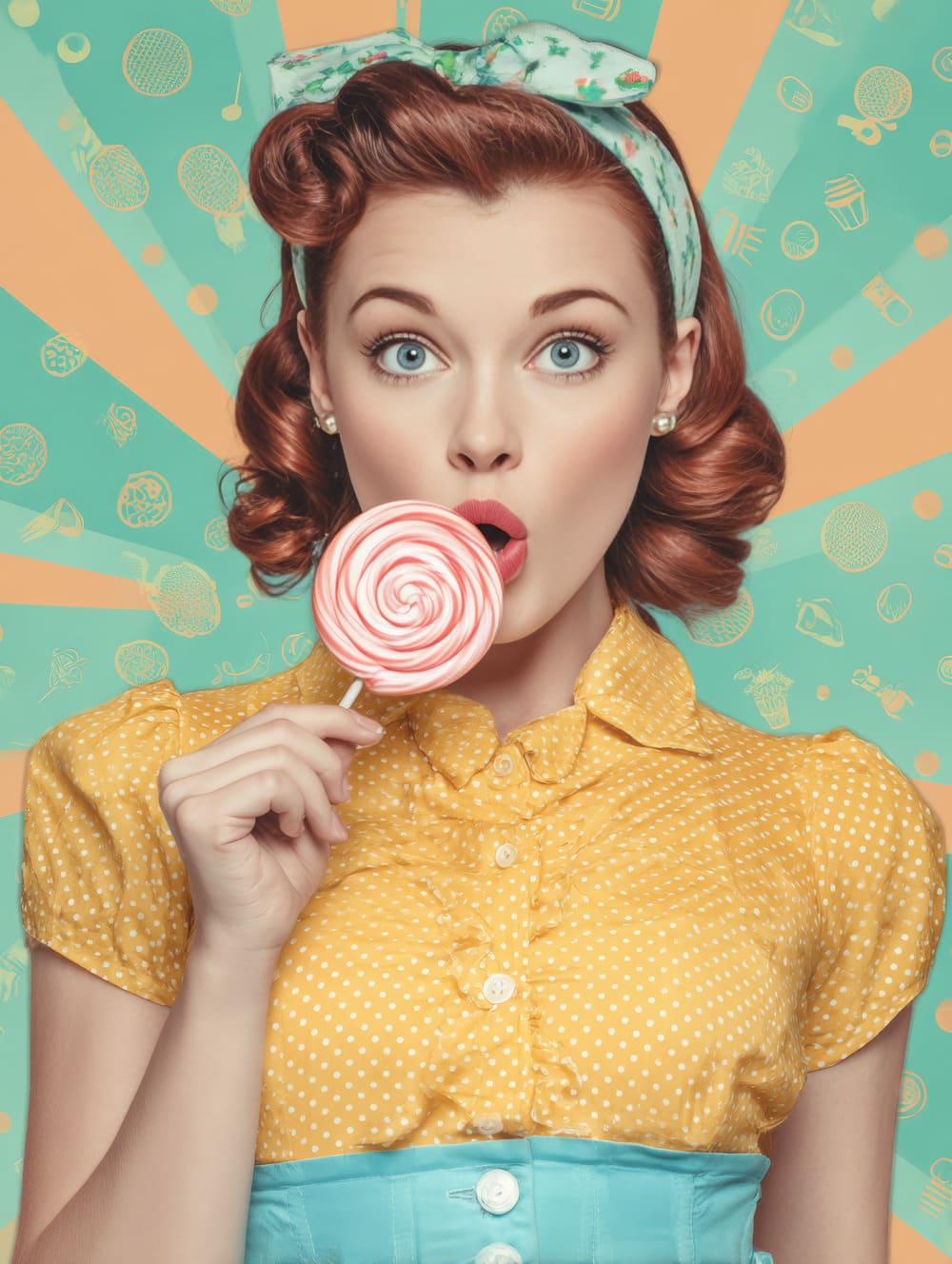 Tableau Femme et Sucette Vintage