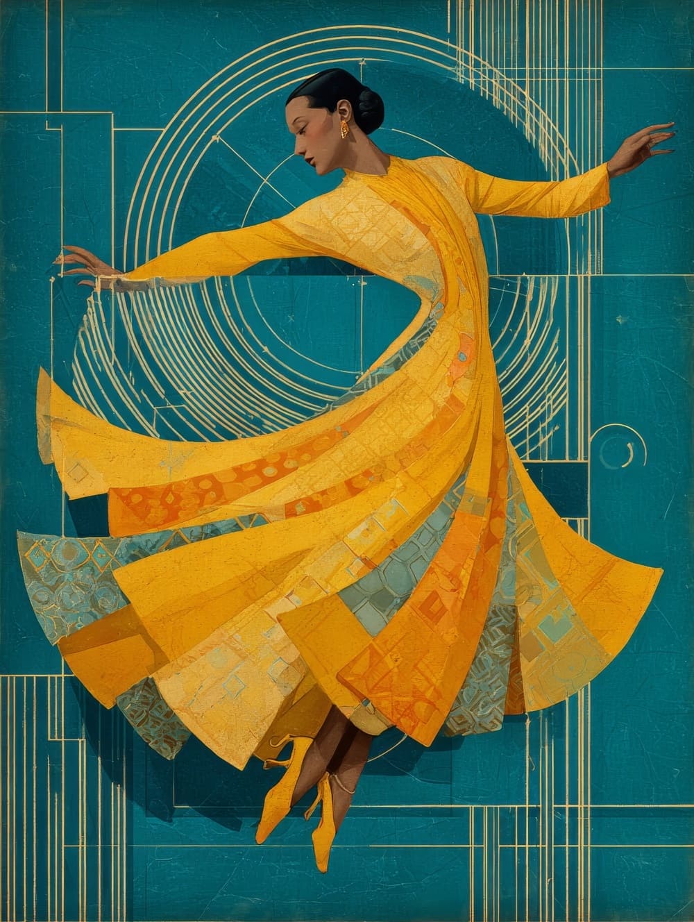 Tableau Femme qui Danse Art Déco