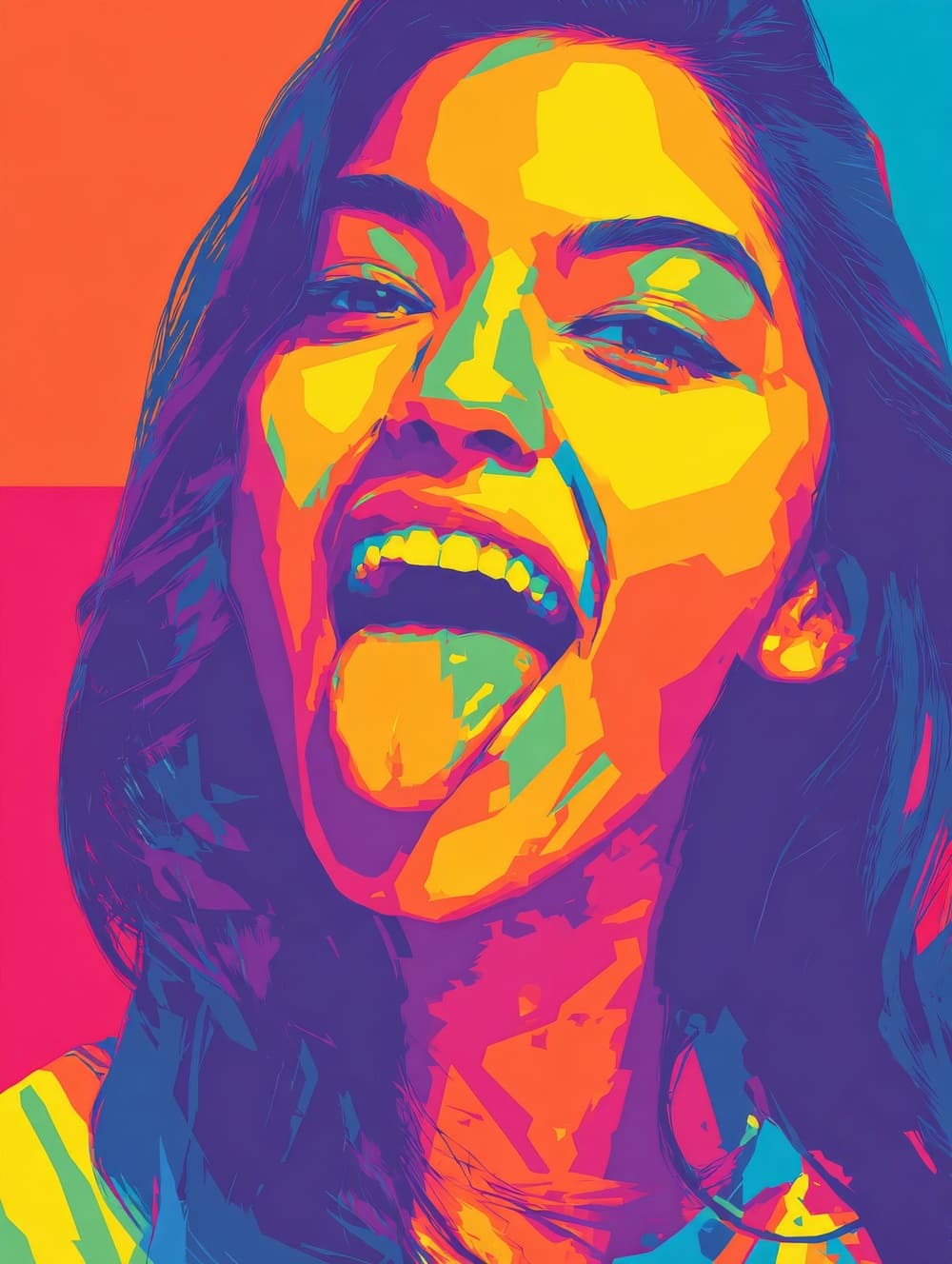 Tableau Femme qui Tire la Langue Pop Art