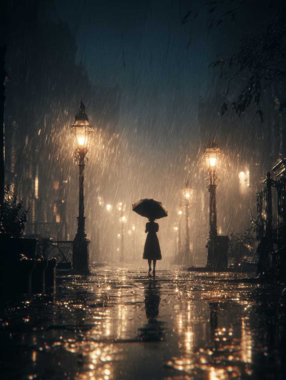 Tableau Femme sous la Pluie