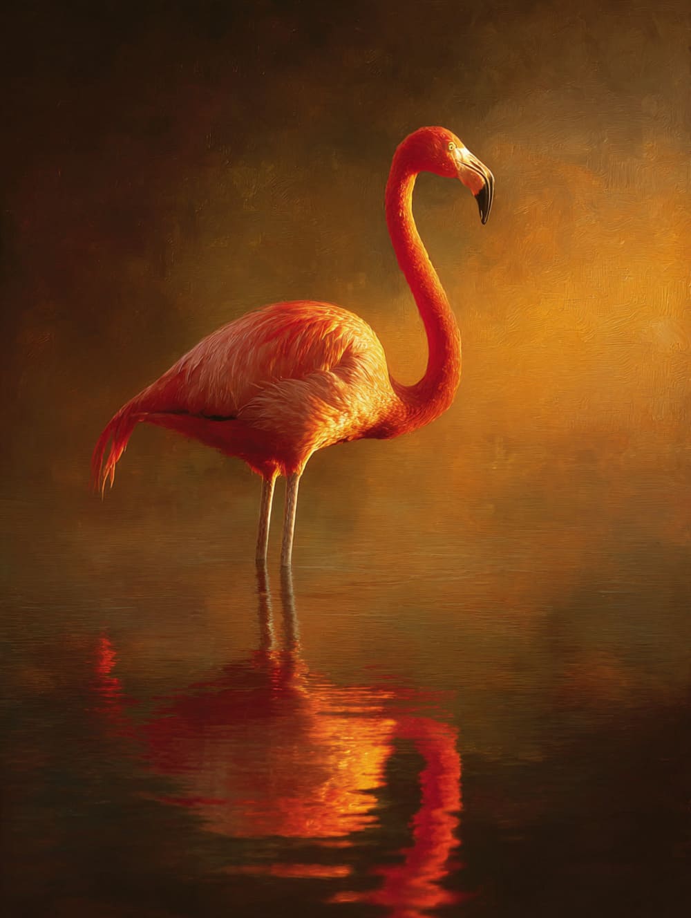 Tableau Flamant Rose Baroque