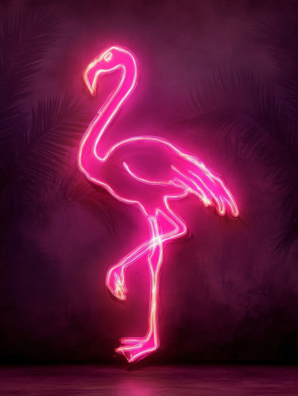 Tableau Flamant Rose Néon
