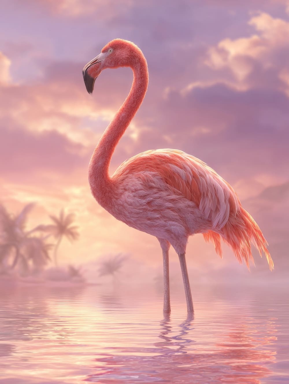 Tableau Flamant Rose Tropical