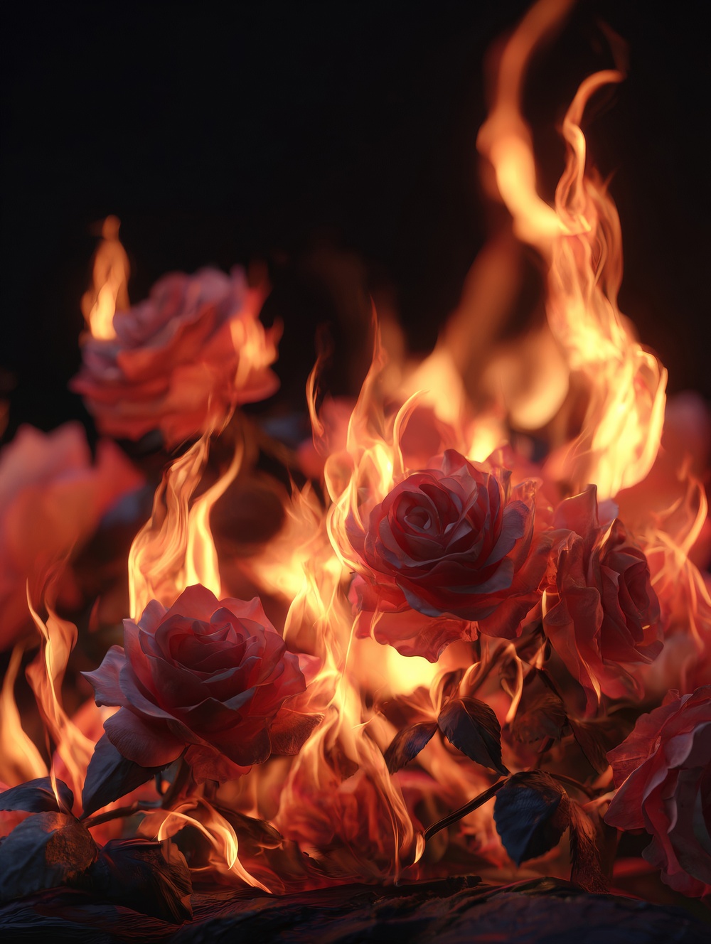 Tableau Fleurs Et Feu