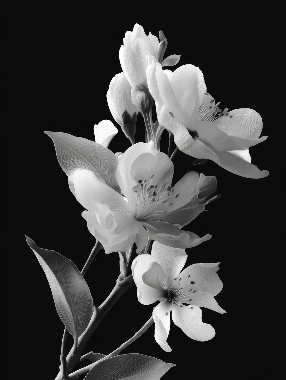 Tableau Fleurs Monochrome