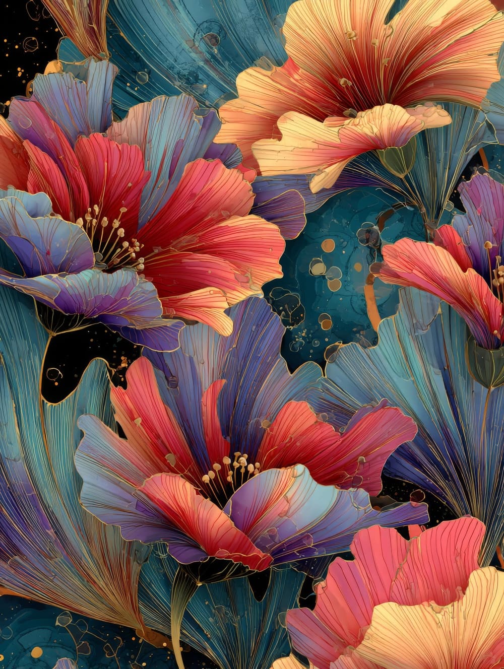 Tableau Fleurs Stylisées