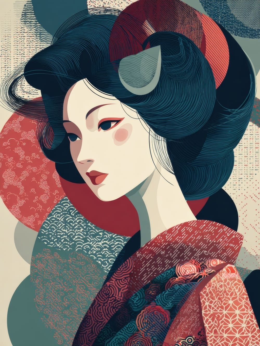 Tableau Geisha Art Déco