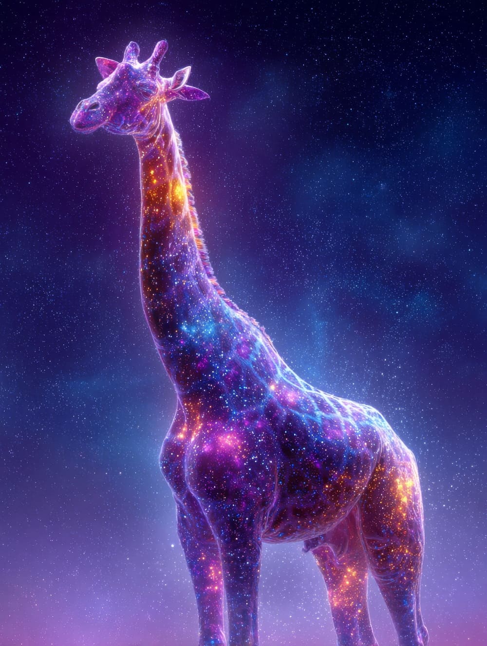 Tableau Girafe Galaxie Cosmique