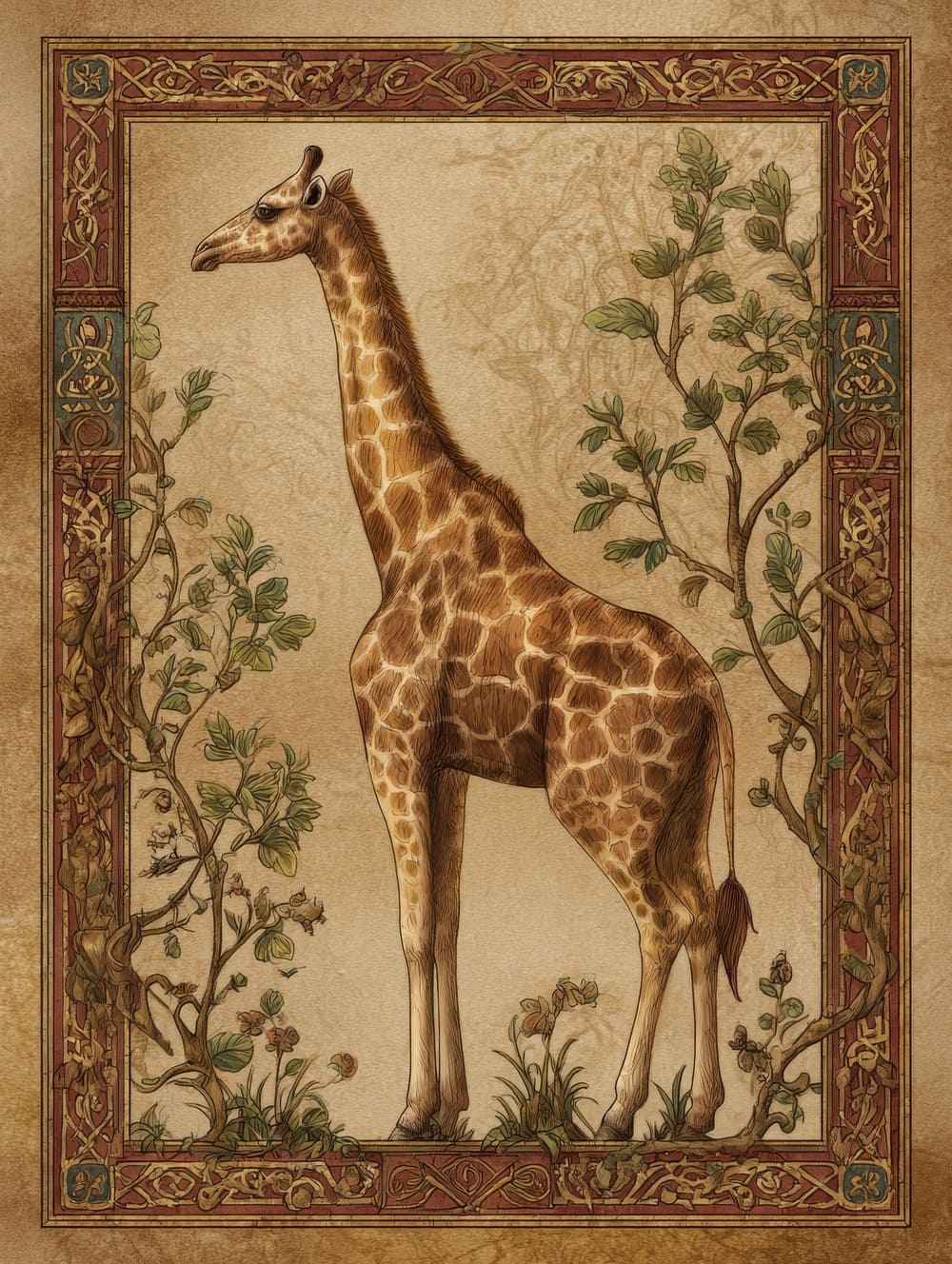 Tableau Girafe Médiéval