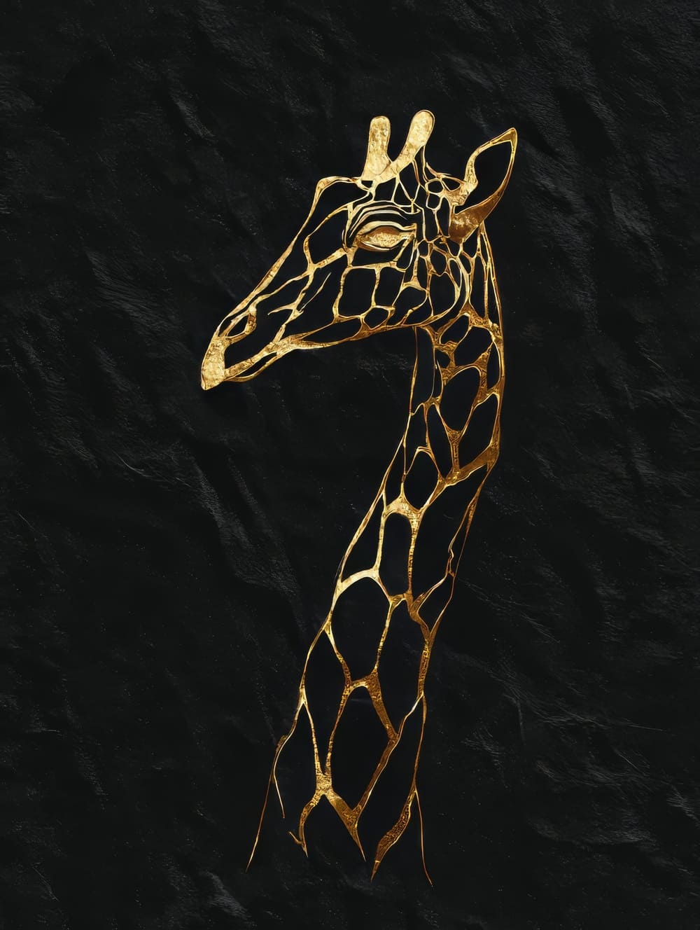 Tableau Girafe Noir et Or