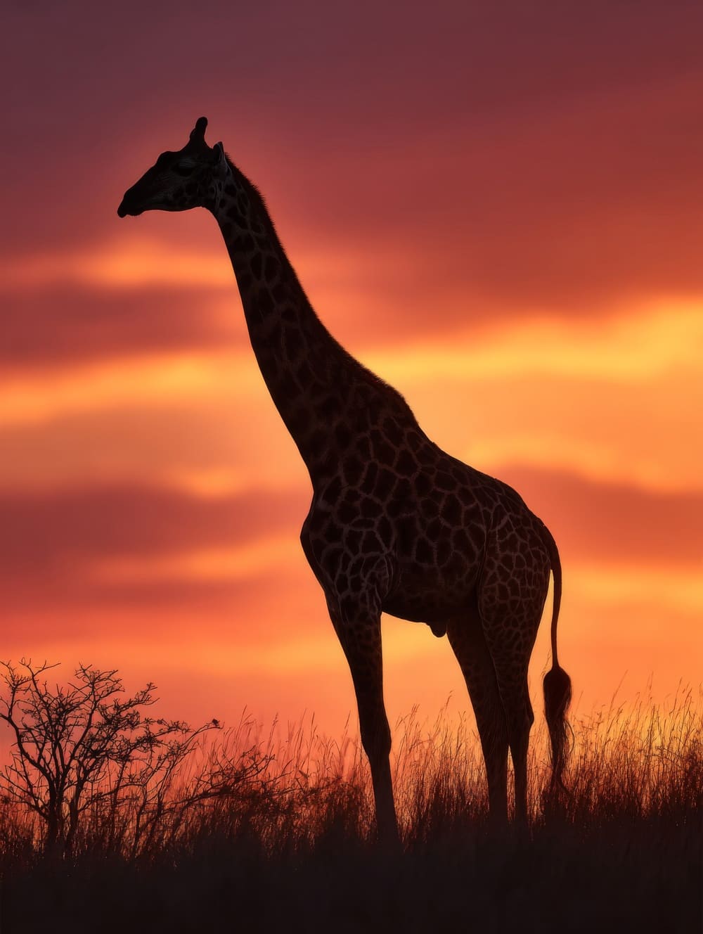 Tableau Girafe au Lever du Soleil