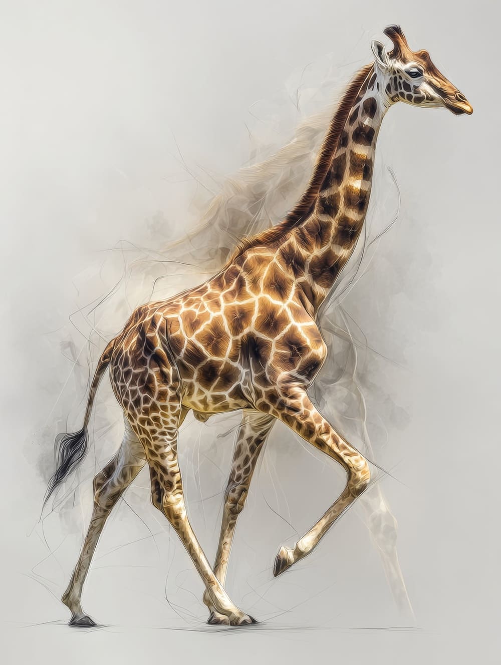 Tableau Girafe en Marche Élégante