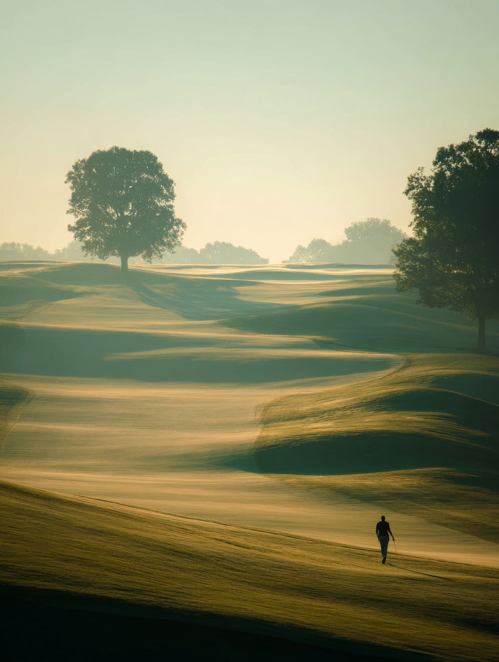 Tableau Golfeur Seul Face au Fairway