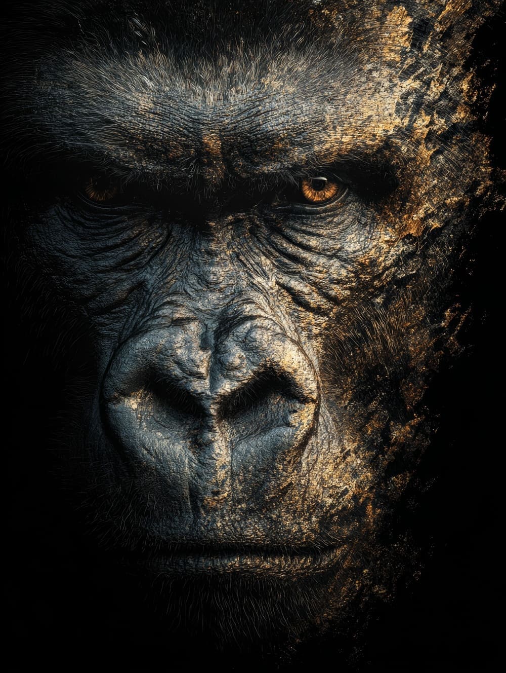 Tableau Gorille Noir & Or