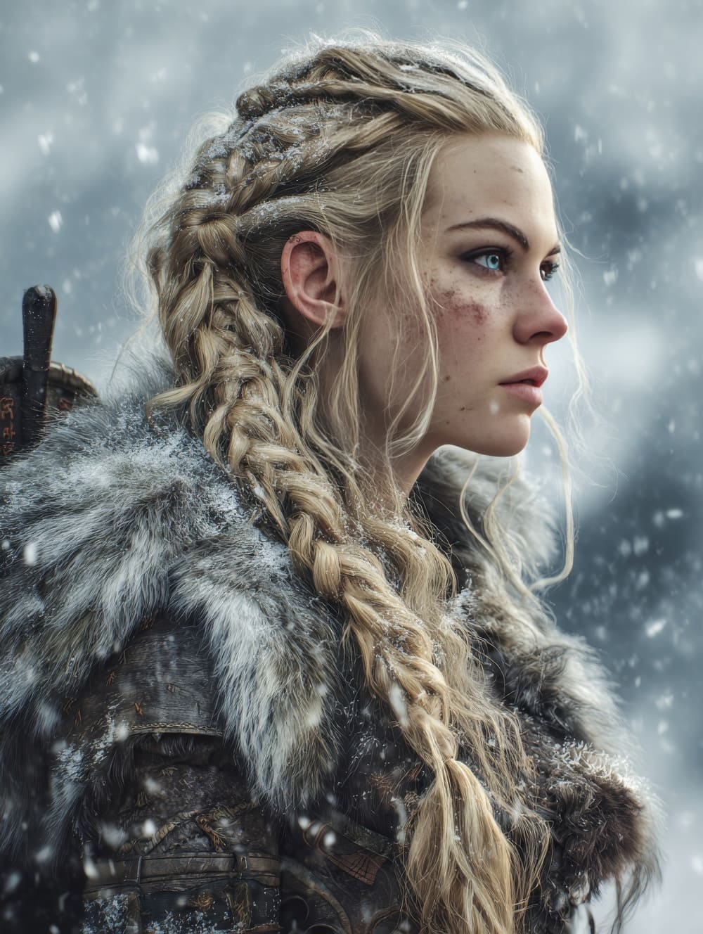 Tableau Guerrière Viking Tresse Blonde