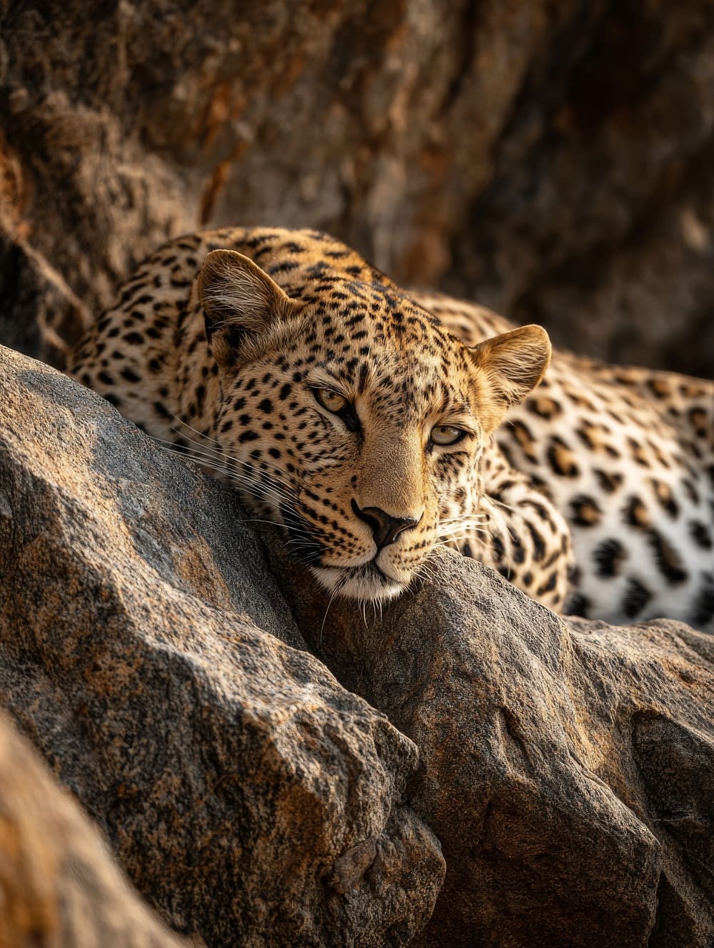 Tableau Léopard Allongé sur Rocher