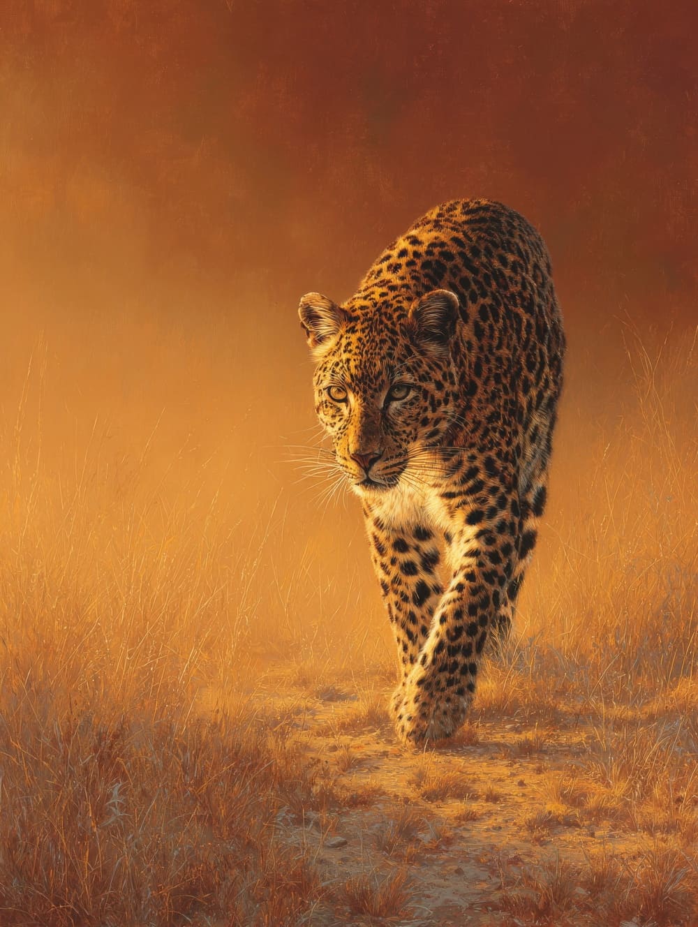 Tableau Léopard au Crépuscule Doré