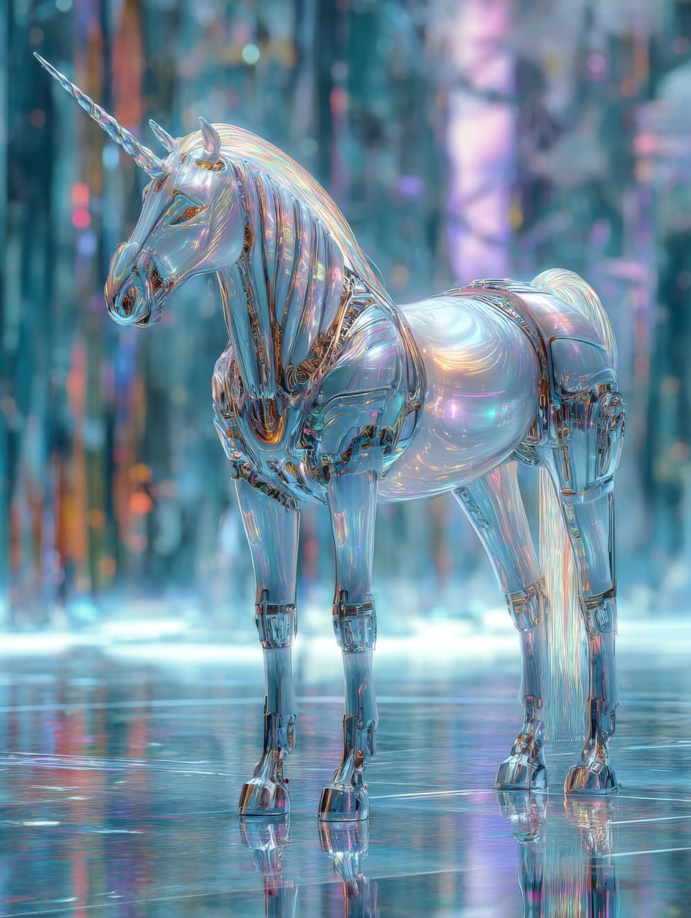 Tableau Licorne Futuriste