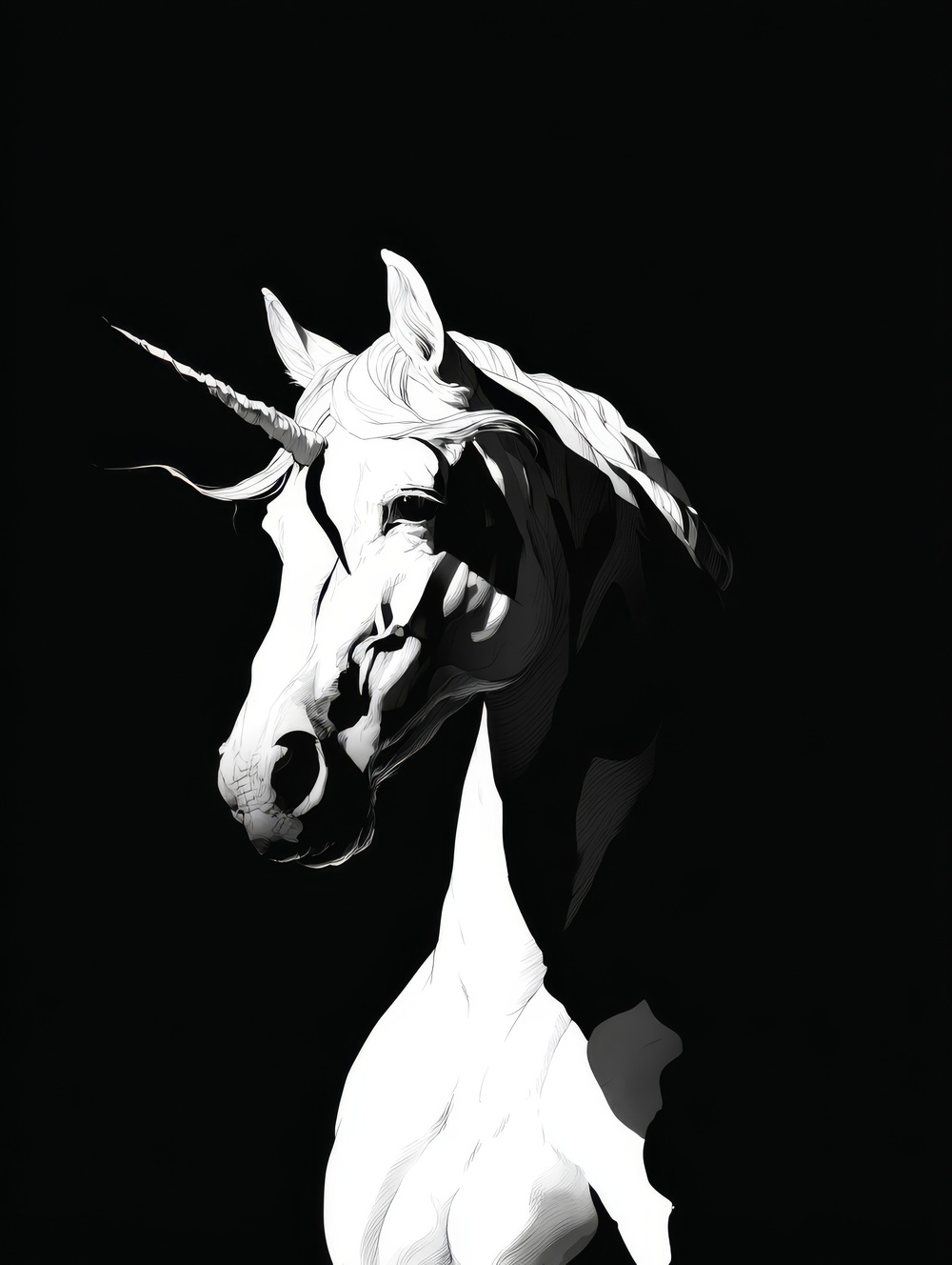 Tableau Licorne Monochrome