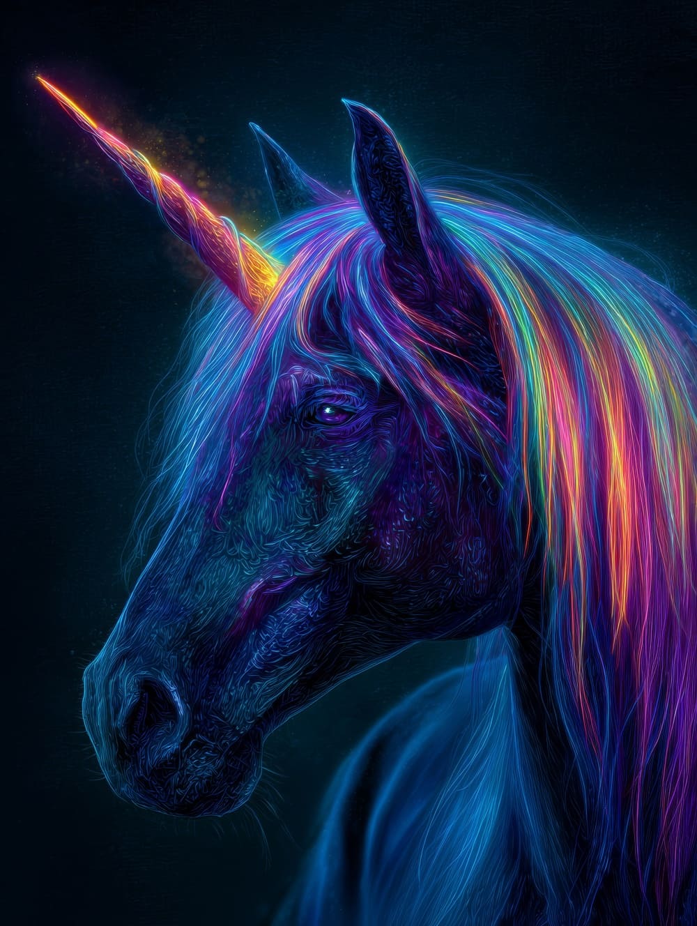 Tableau Licorne Néon