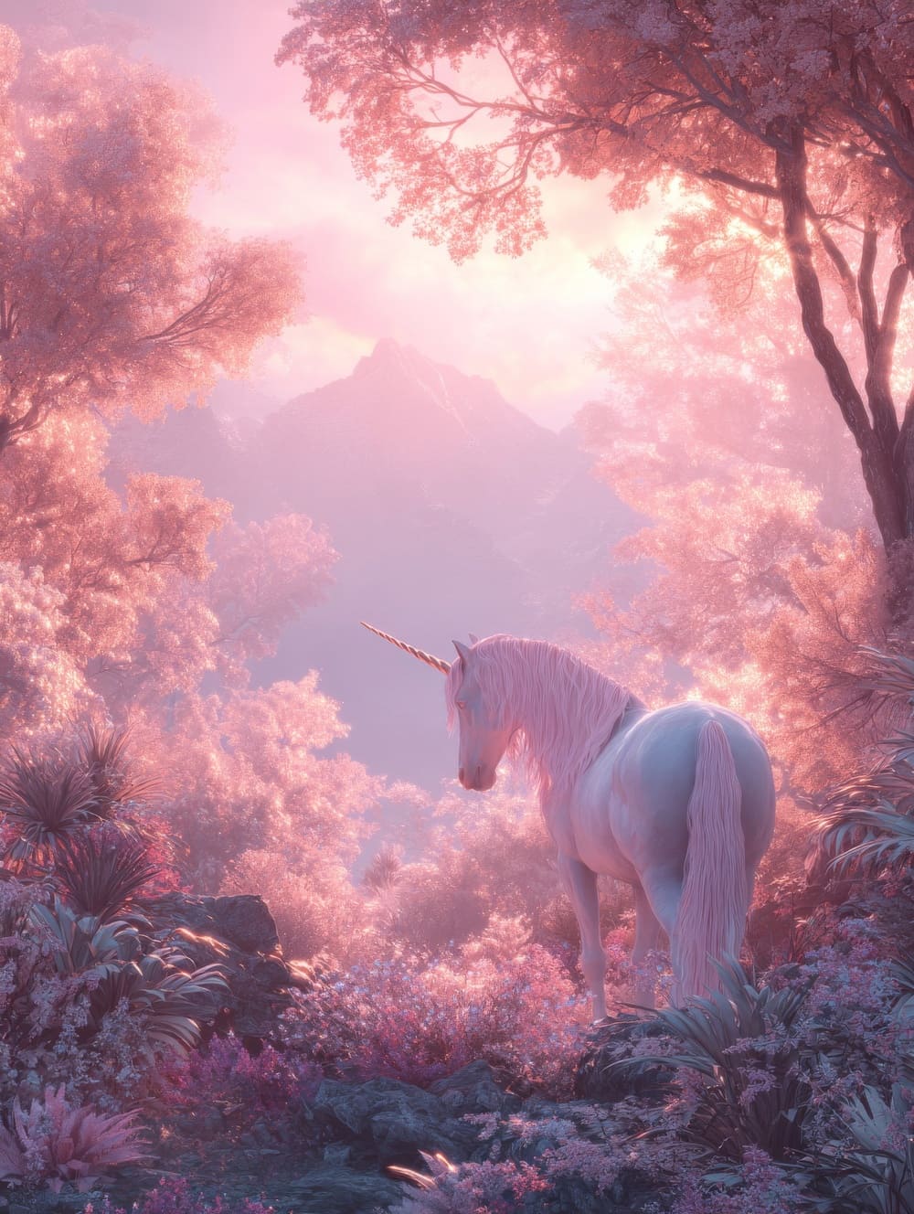 Tableau Licorne Rose