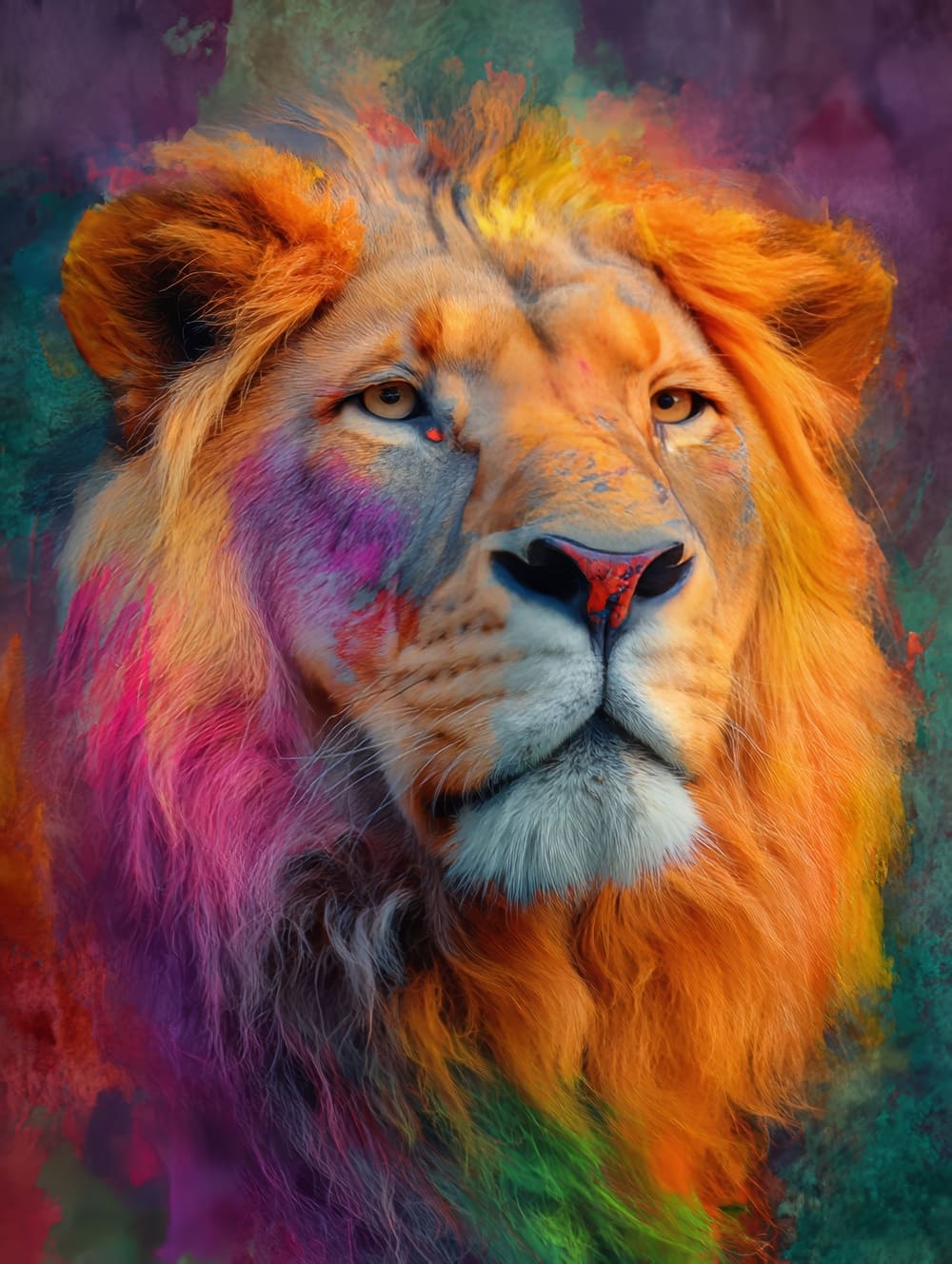 Tableau Lion Coloré
