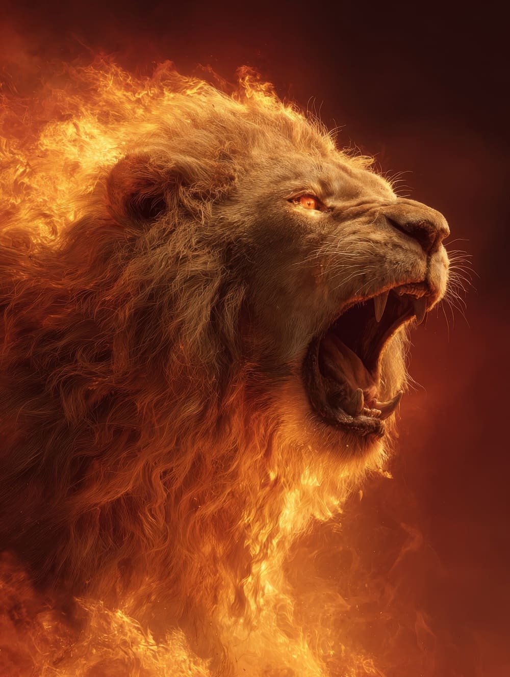 Tableau Lion Et Feu
