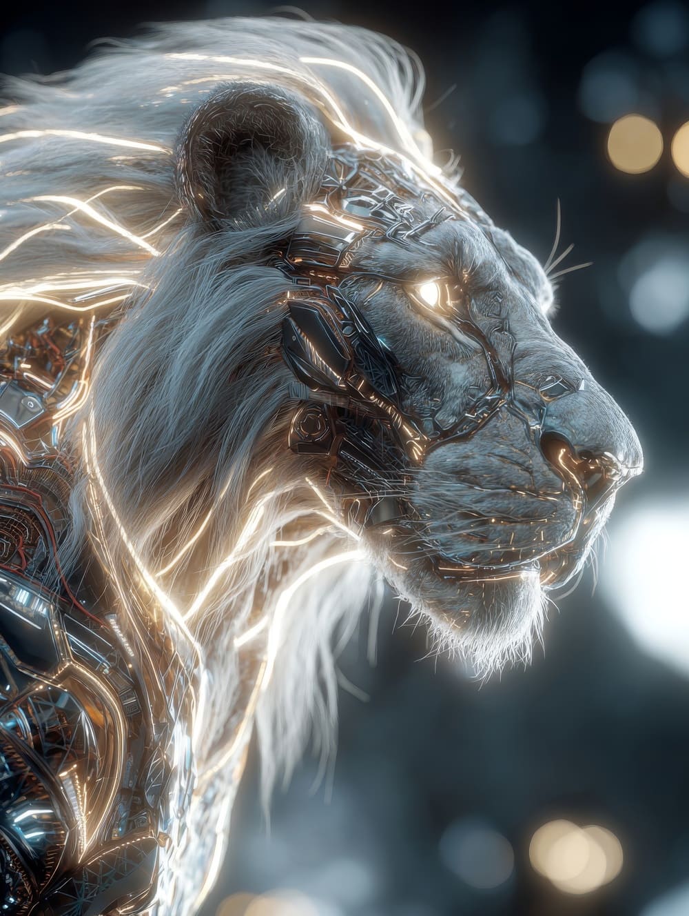 Tableau Lion Futuriste