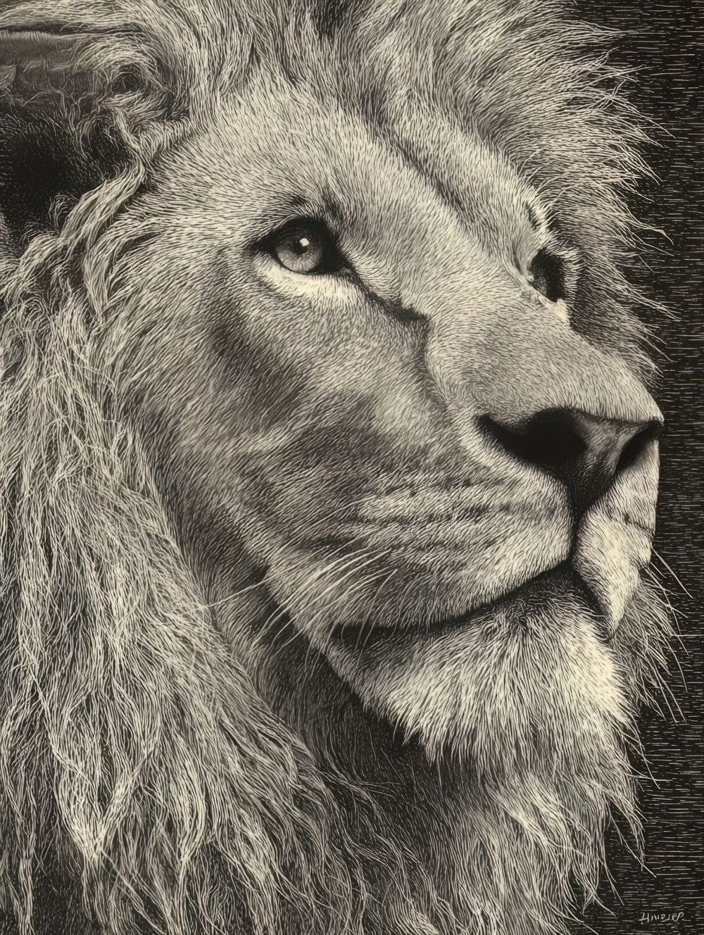 Tableau Lion Gravure