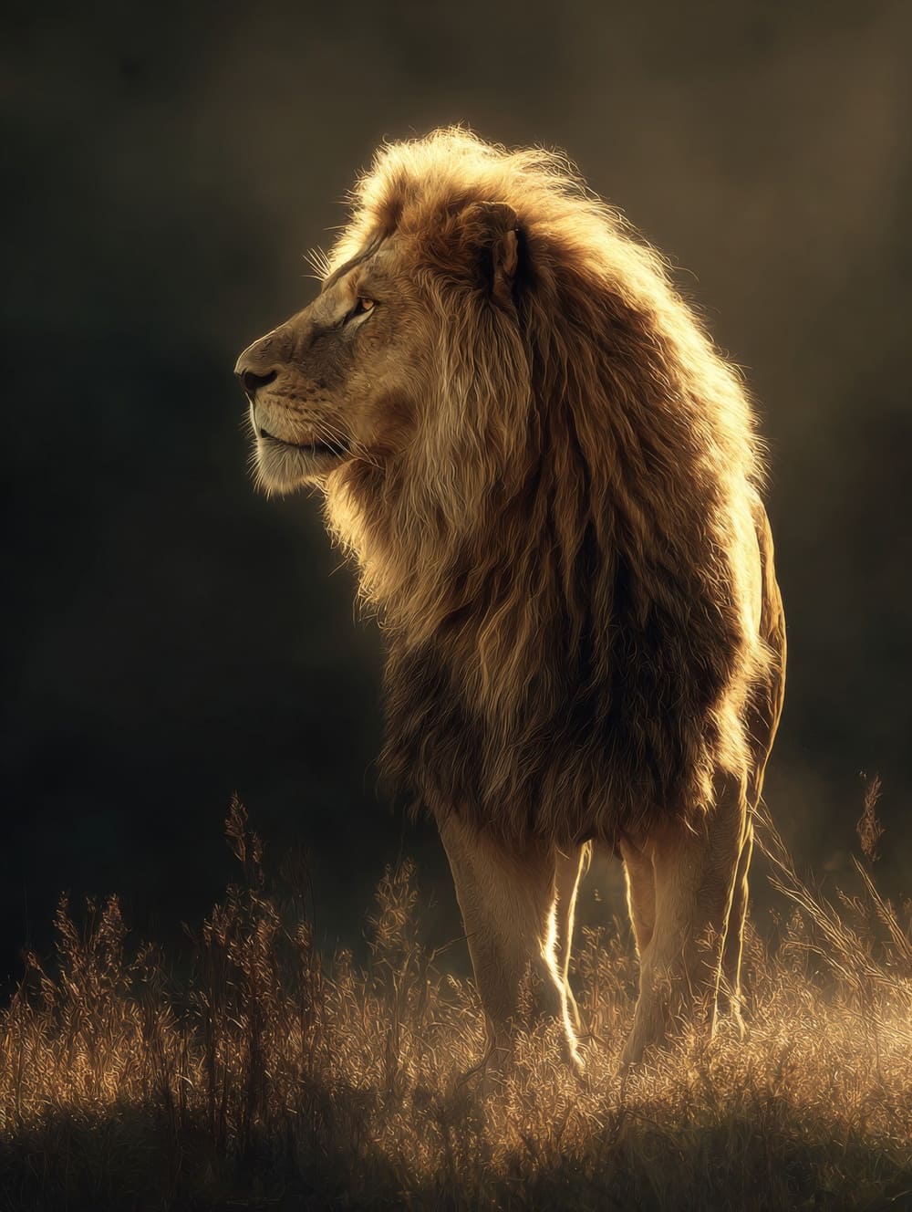 Tableau Lion au Lever du Soleil