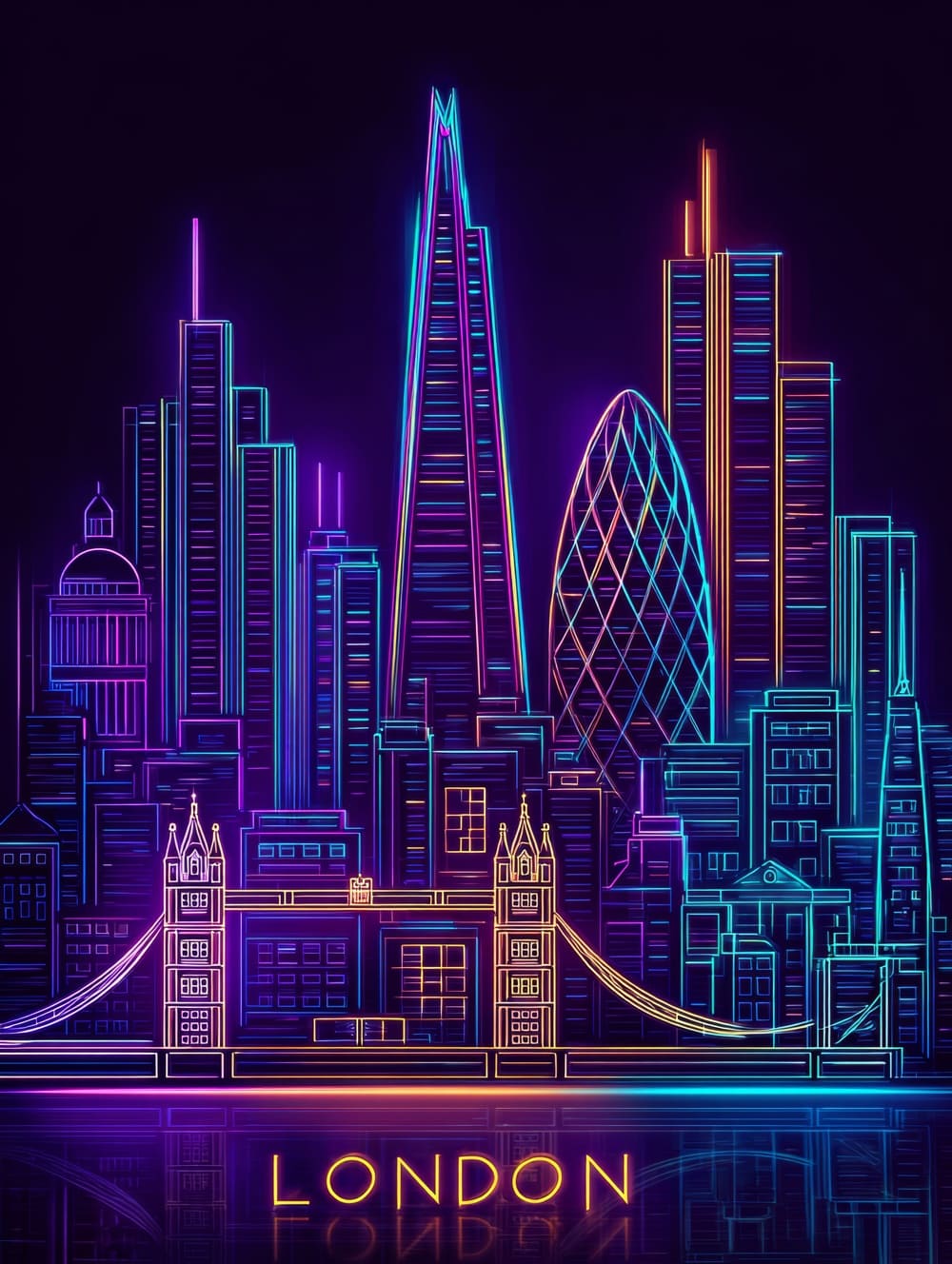 Tableau Londres Néon