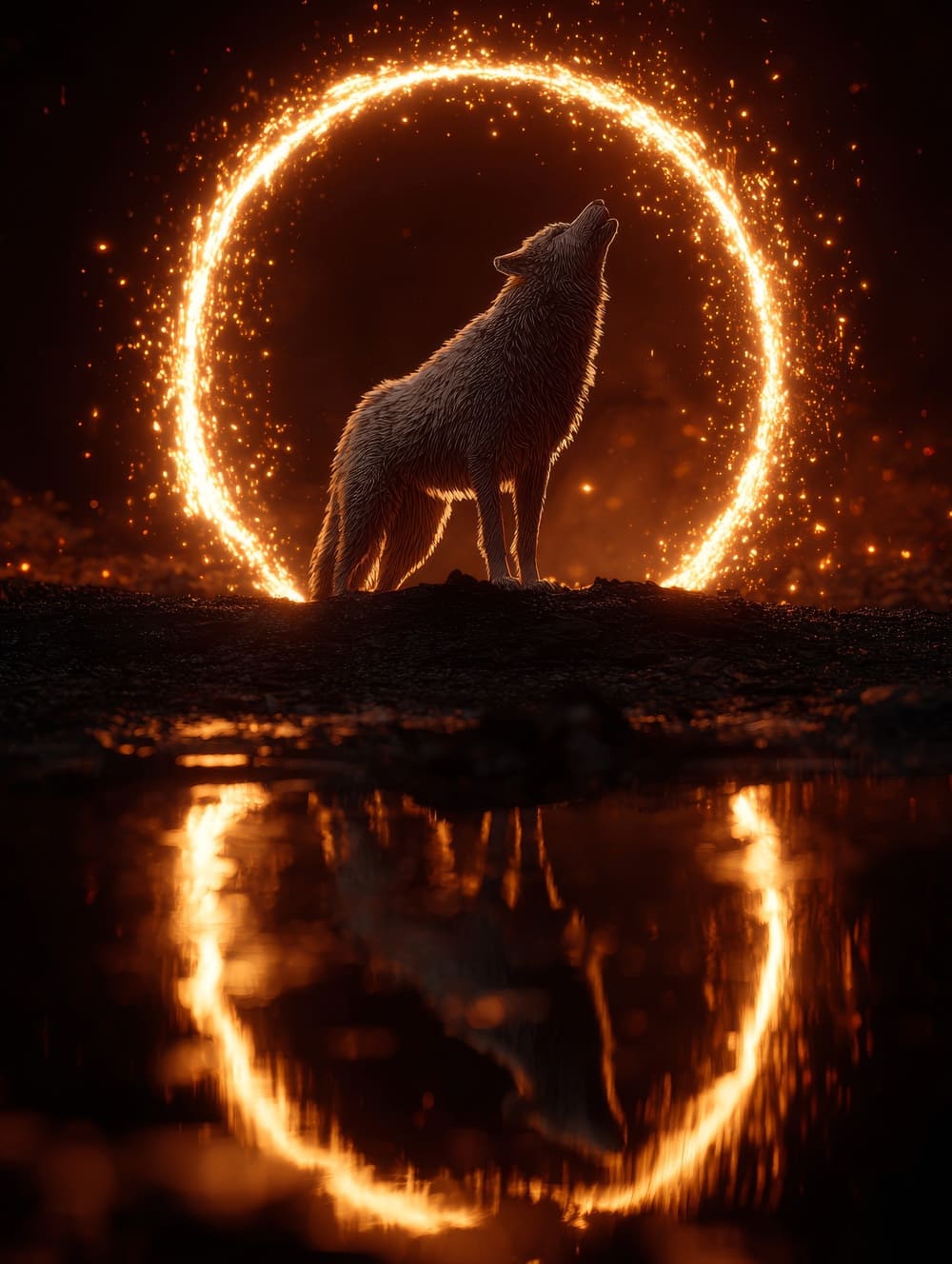 Tableau Loup Et Feu