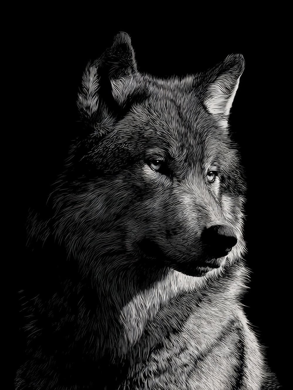 Tableau Loup Monochrome