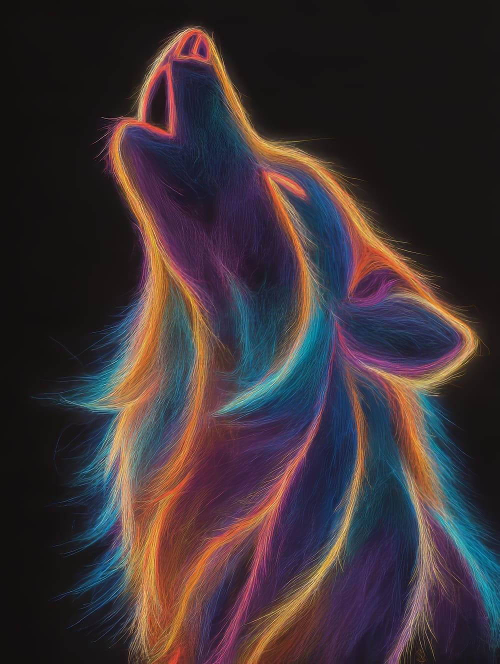 Tableau Loup Néon