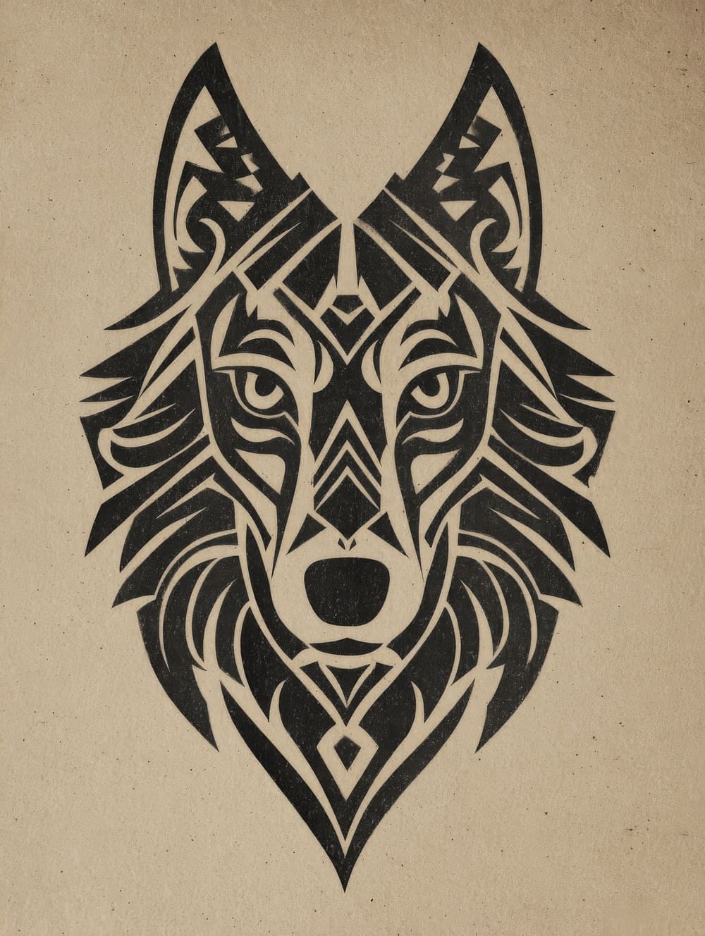 Tableau Loup Tribal