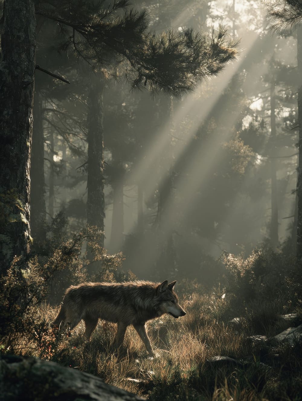 Tableau Loup en Foret