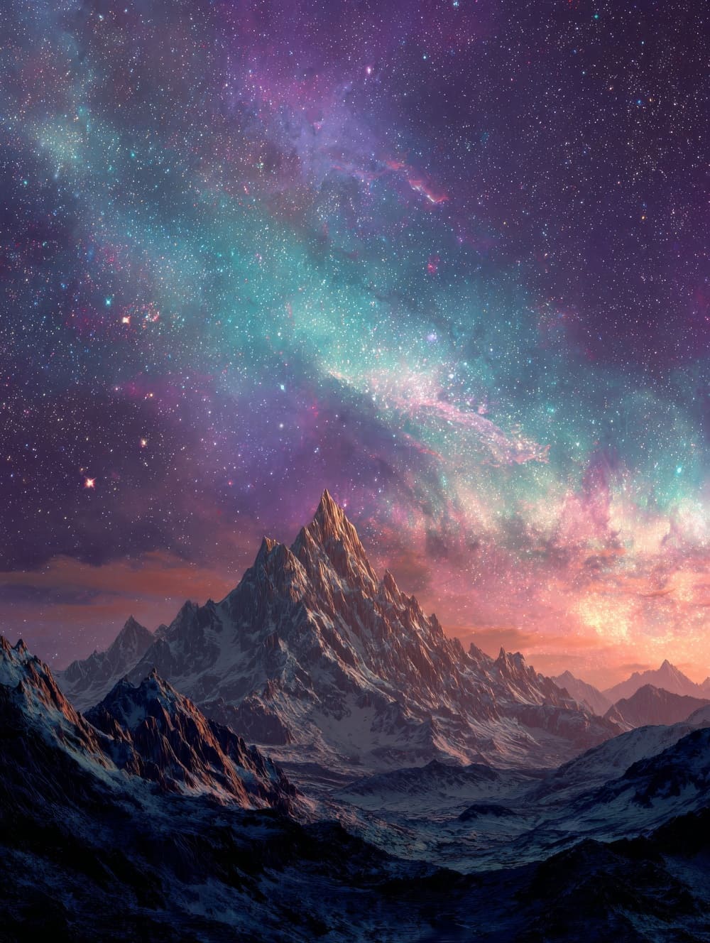 Tableau Montagne Galaxie Cosmique